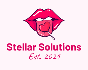 Heart Lollipop Candy Lips logo design