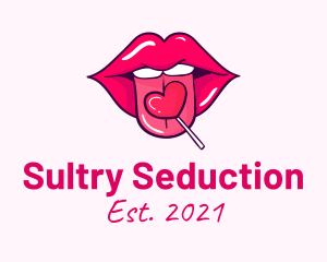 Heart Lollipop Candy Lips logo design