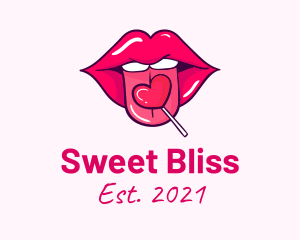 Heart Lollipop Candy Lips logo design