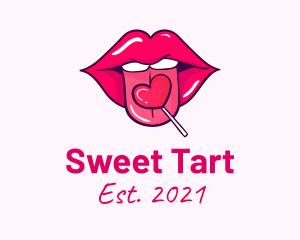 Heart Lollipop Candy Lips logo design