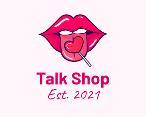 Heart Lollipop Candy Lips logo design