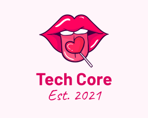 Heart Lollipop Candy Lips logo design