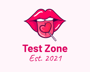 Heart Lollipop Candy Lips logo design