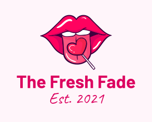 Heart Lollipop Candy Lips logo design