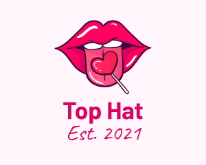 Heart Lollipop Candy Lips logo design