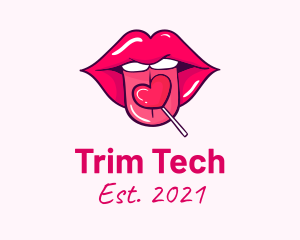 Heart Lollipop Candy Lips logo design