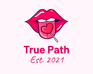 Heart Lollipop Candy Lips logo design