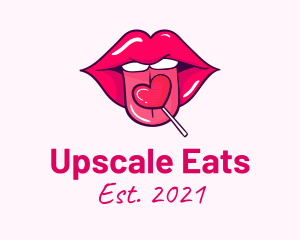 Heart Lollipop Candy Lips logo design