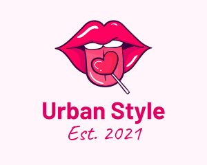 Heart Lollipop Candy Lips logo design