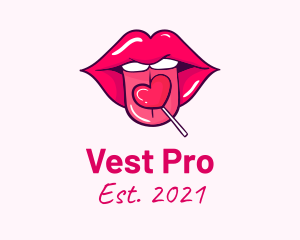 Heart Lollipop Candy Lips logo design