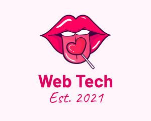 Heart Lollipop Candy Lips logo design