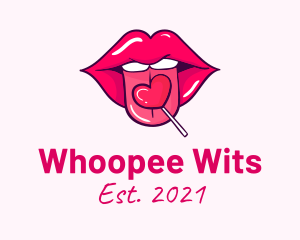 Heart Lollipop Candy Lips logo design