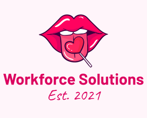 Heart Lollipop Candy Lips logo design