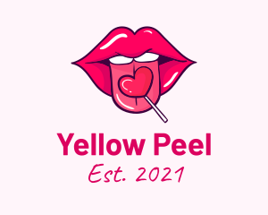 Heart Lollipop Candy Lips logo design