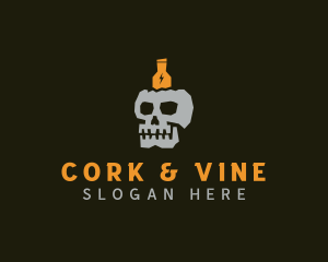 Bottle Skull Pub logo design