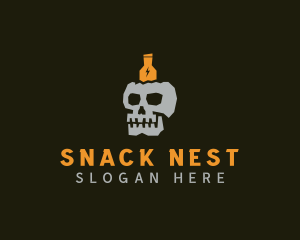 Bottle Skull Pub logo design