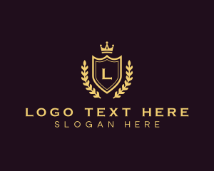 Sovereign - Laurel Shield Crown Royalty logo design