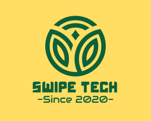 Green Wireless Tech Plant logo design