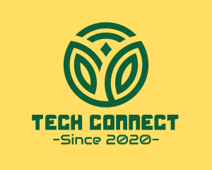 Green Wireless Tech Plant logo design