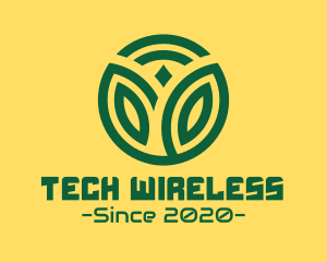 Green Wireless Tech Plant logo design