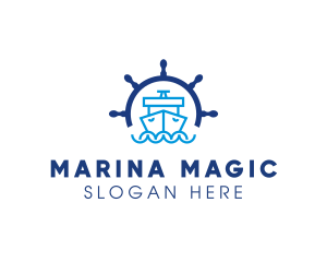 Marine Boat Ship Helm logo design