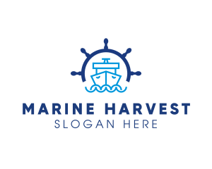 Marine Boat Ship Helm logo design