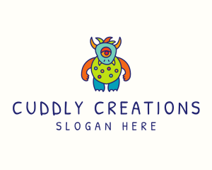 Horned Alien Monster logo design