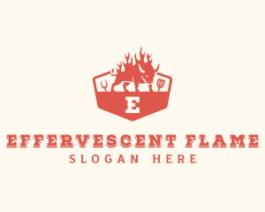 Flaming Grilled BBQ logo design