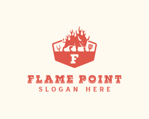 Flaming Grilled BBQ logo design