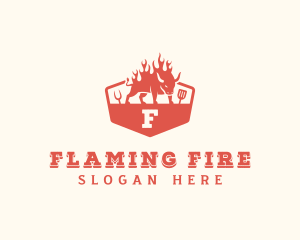 Flaming Grilled BBQ logo design