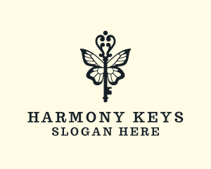 Vintage Key Wings logo design