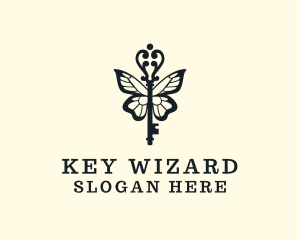 Vintage Key Wings logo design