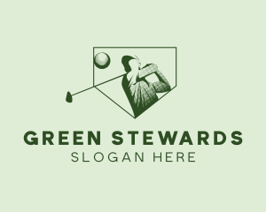 Minimalist Green Golf Player logo design