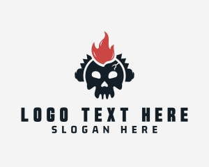 Fire Mohawk Skull logo