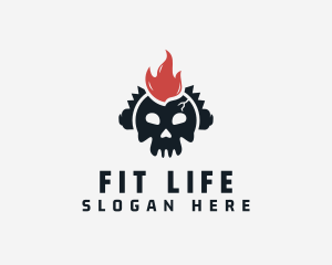 Fire Mohawk Skull Logo