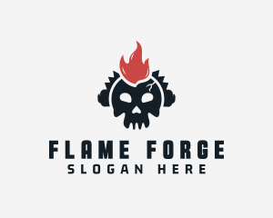 Fire Mohawk Skull logo design