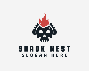 Fire Mohawk Skull logo design