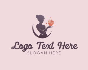 Woman Baking Cupcake logo design