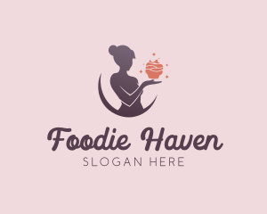 Woman Baking Cupcake logo design