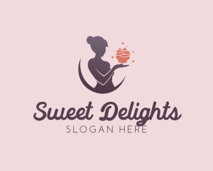 Woman Baking Cupcake logo