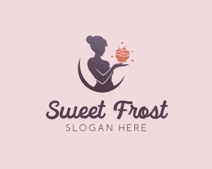 Woman Baking Cupcake logo