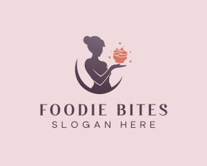 Woman Baking Cupcake logo design