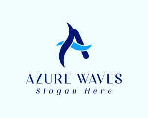 Blue Letter A Wave logo design