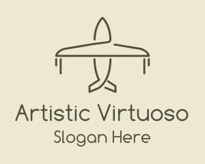 Green Airplane Flying logo design