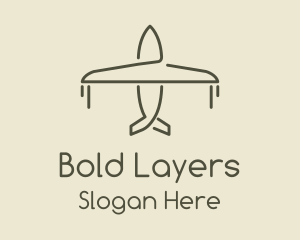 Green Airplane Flying logo design