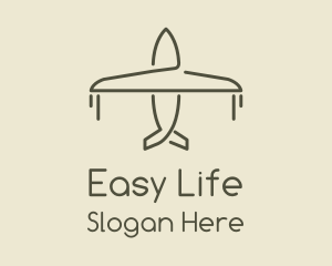 Green Airplane Flying logo design