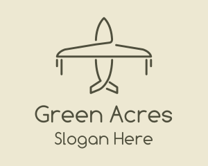 Green Airplane Flying logo design