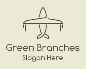 Green Airplane Flying logo design