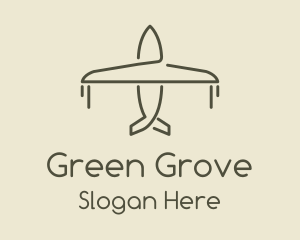 Green Airplane Flying logo design