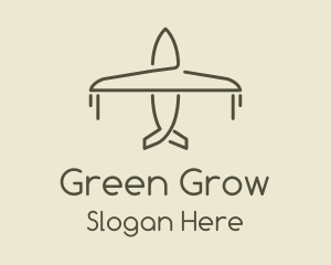 Green Airplane Flying logo design